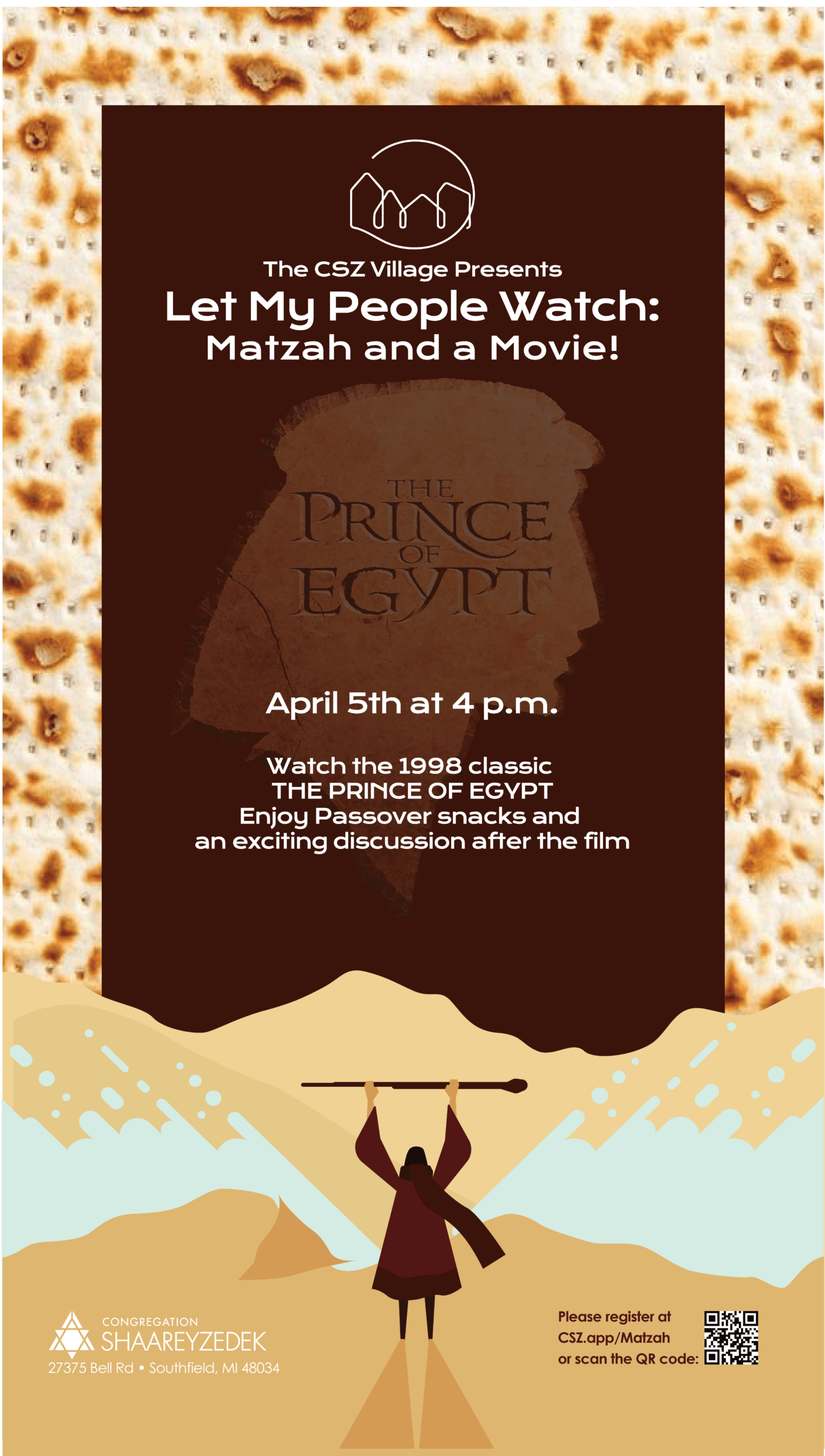Let My People Watch: Matzah and a Movie – Pesach Pop Up for Young Adults